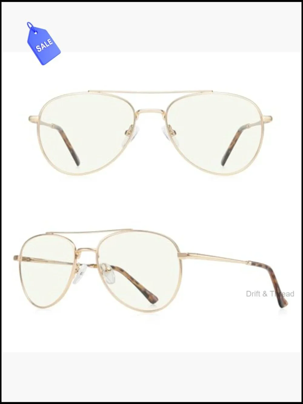 Blue Light Blocking Reading Glasses Aviator Spring Temple Unisex